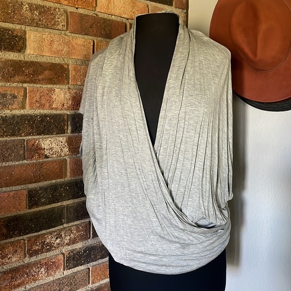 Cherish Gray Twist Crossover Shirt - Picture 1 of 4